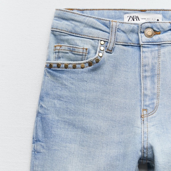 ZARA The Mid Waist Studded Skinny Jeans Size 6 BNWT - Picture 4 of 7
